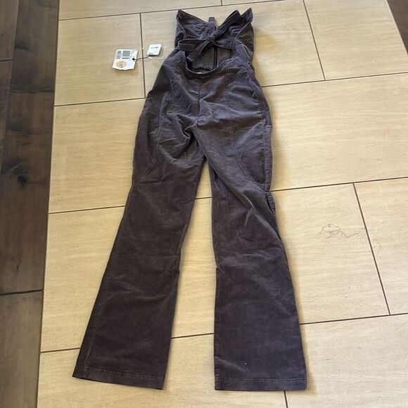 Free People How Low One-Piece Purple Velvet Overalls 4 - Picture 5 of 10